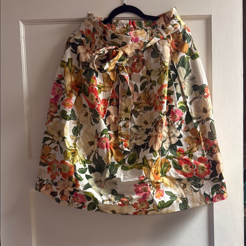 ANTONIO MELANI Floral Mini Skirt in Pink and Green